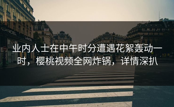 业内人士在中午时分遭遇花絮轰动一时，樱桃视频全网炸锅，详情深扒
