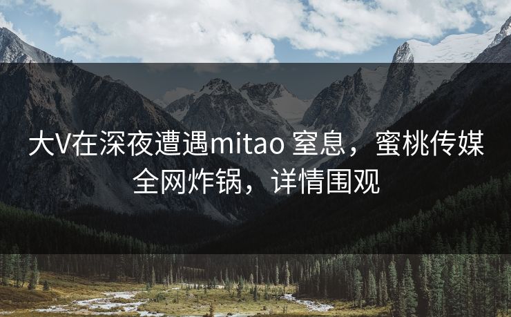 大V在深夜遭遇mitao 窒息，蜜桃传媒全网炸锅，详情围观