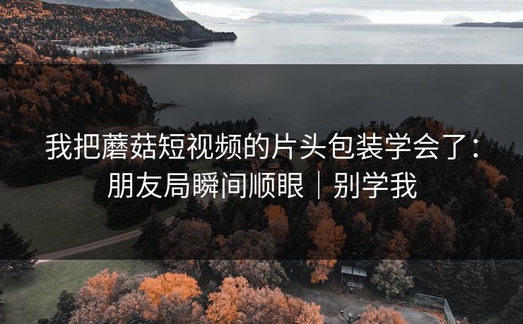 我把蘑菇短视频的片头包装学会了：朋友局瞬间顺眼｜别学我